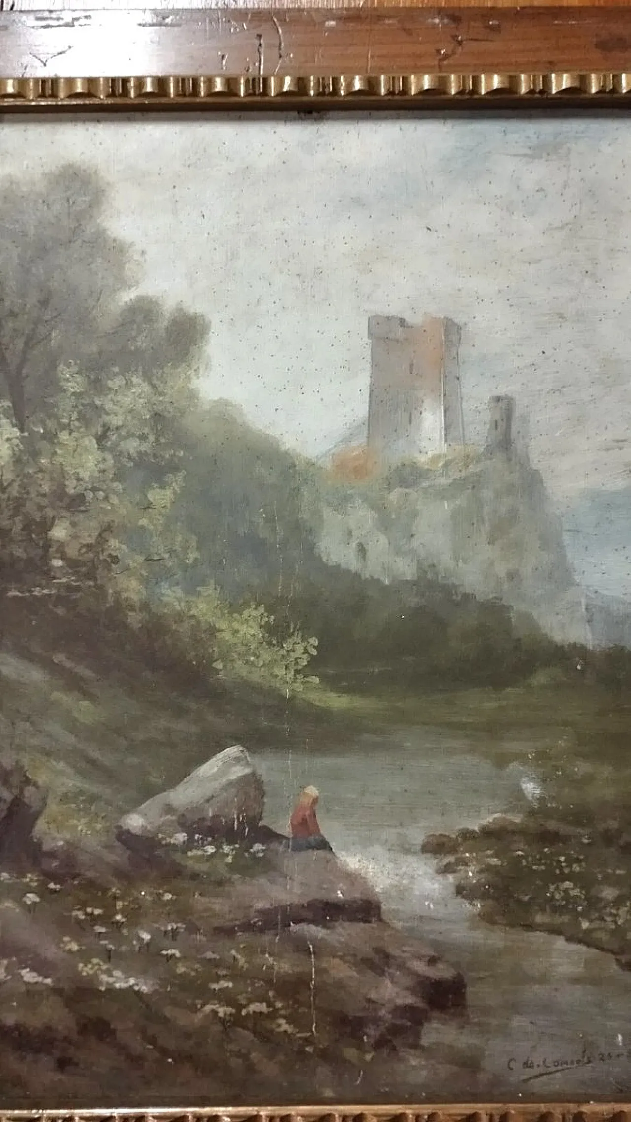 Oil landscape on cardboard, 20th century 6