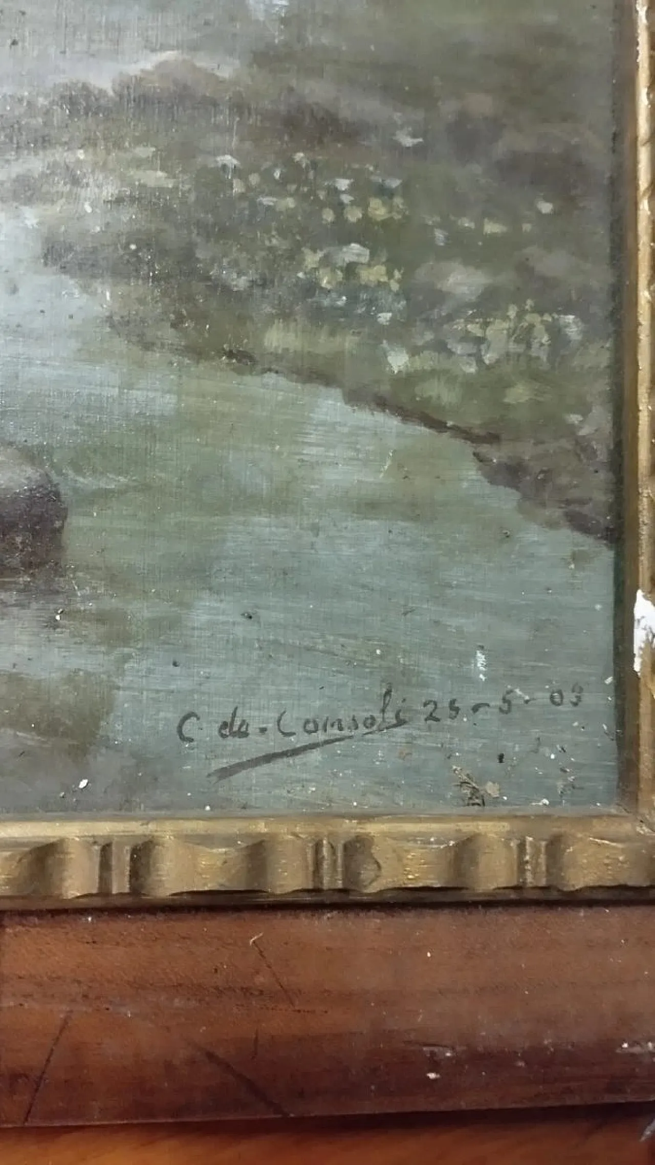 Oil landscape on cardboard, 20th century 8