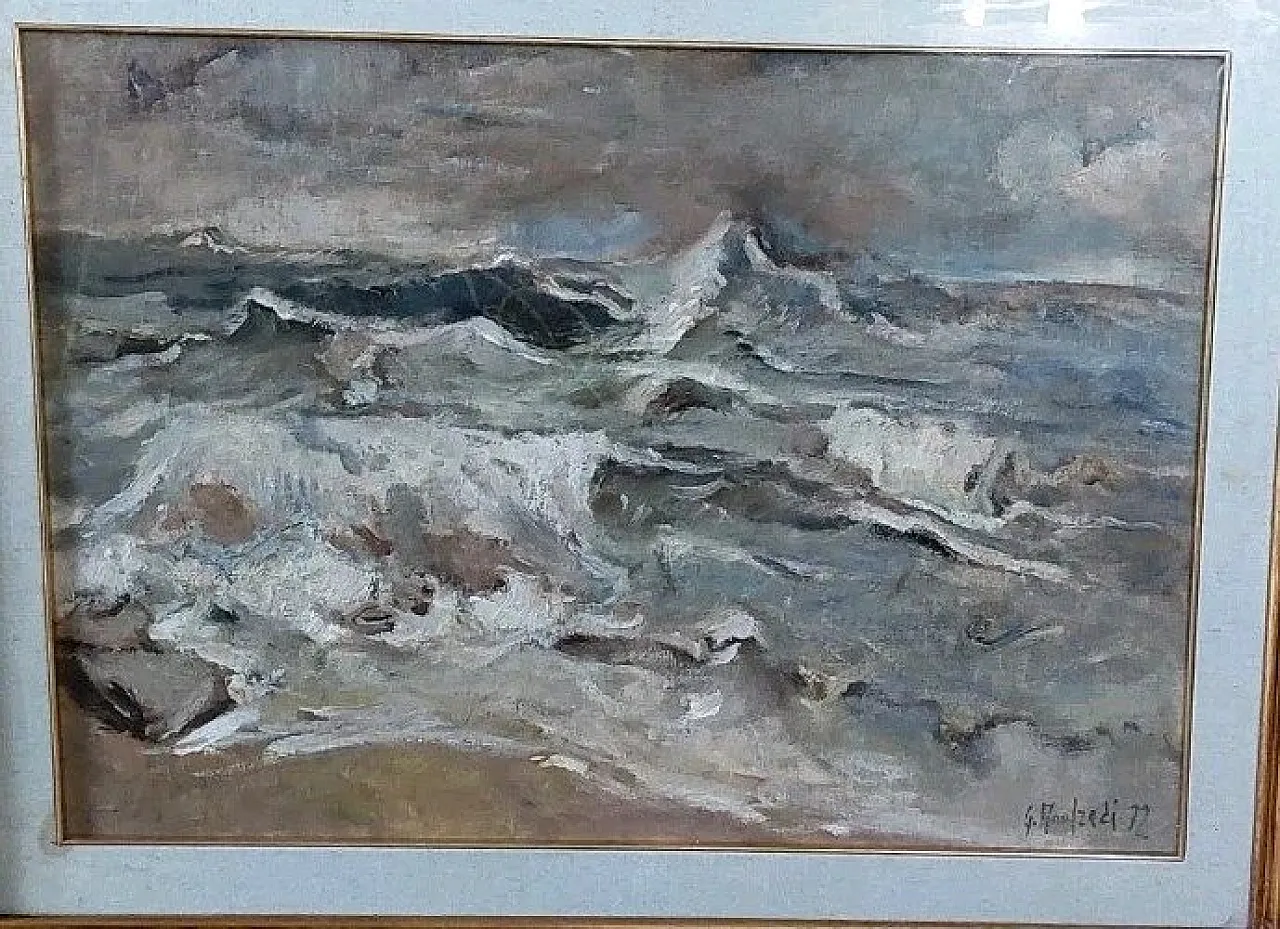 Marina by Giuseppe Manfredi, oil on canvas and cardboard, 1930s 2