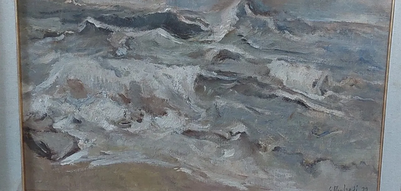 Marina by Giuseppe Manfredi, oil on canvas and cardboard, 1930s 8