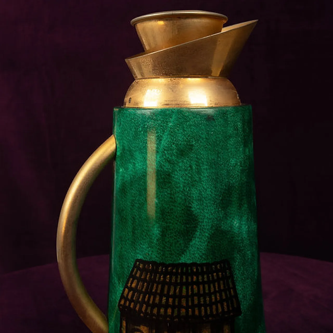Thermos in pergamena in pelle di capra mod. 968D di Aldo Tura, anni 60 12