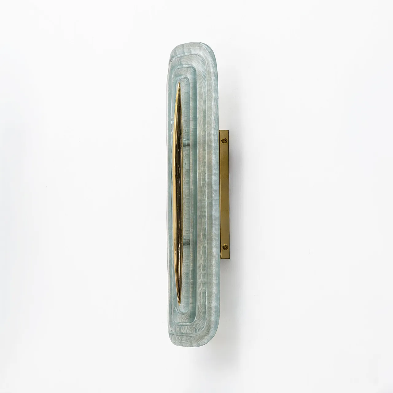 Pair of modern green Murano glass and brass wall lights, 2000s 4