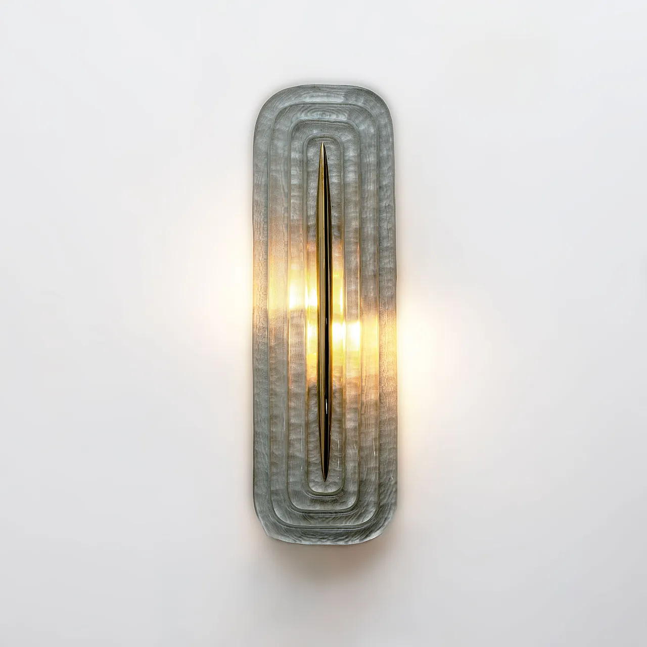 Pair of modern green Murano glass and brass wall lights, 2000s 7