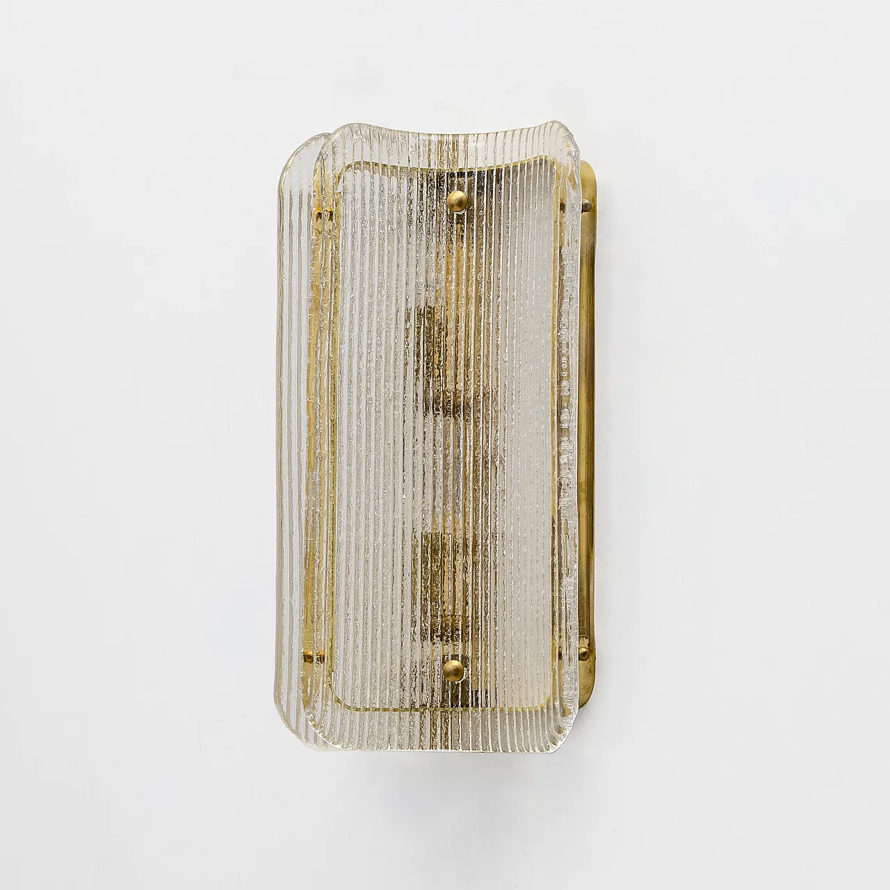 Pair of wall sconces in curved and transparent Murano glass, 2000s 4