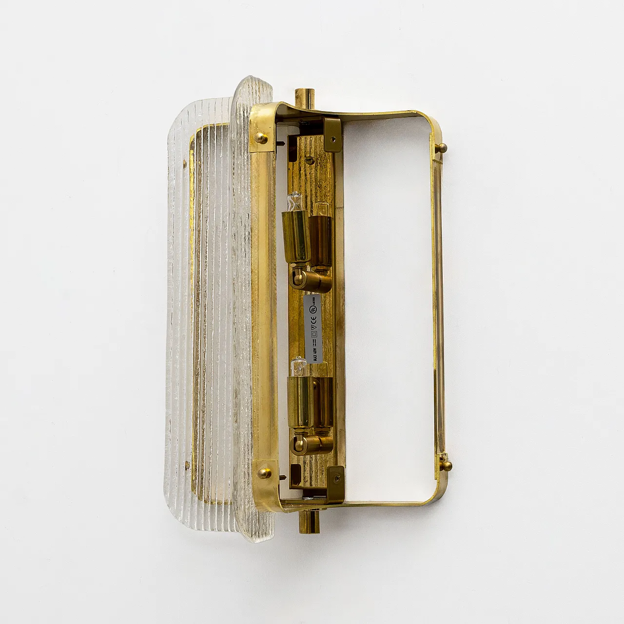 Pair of wall sconces in curved and transparent Murano glass, 2000s 7