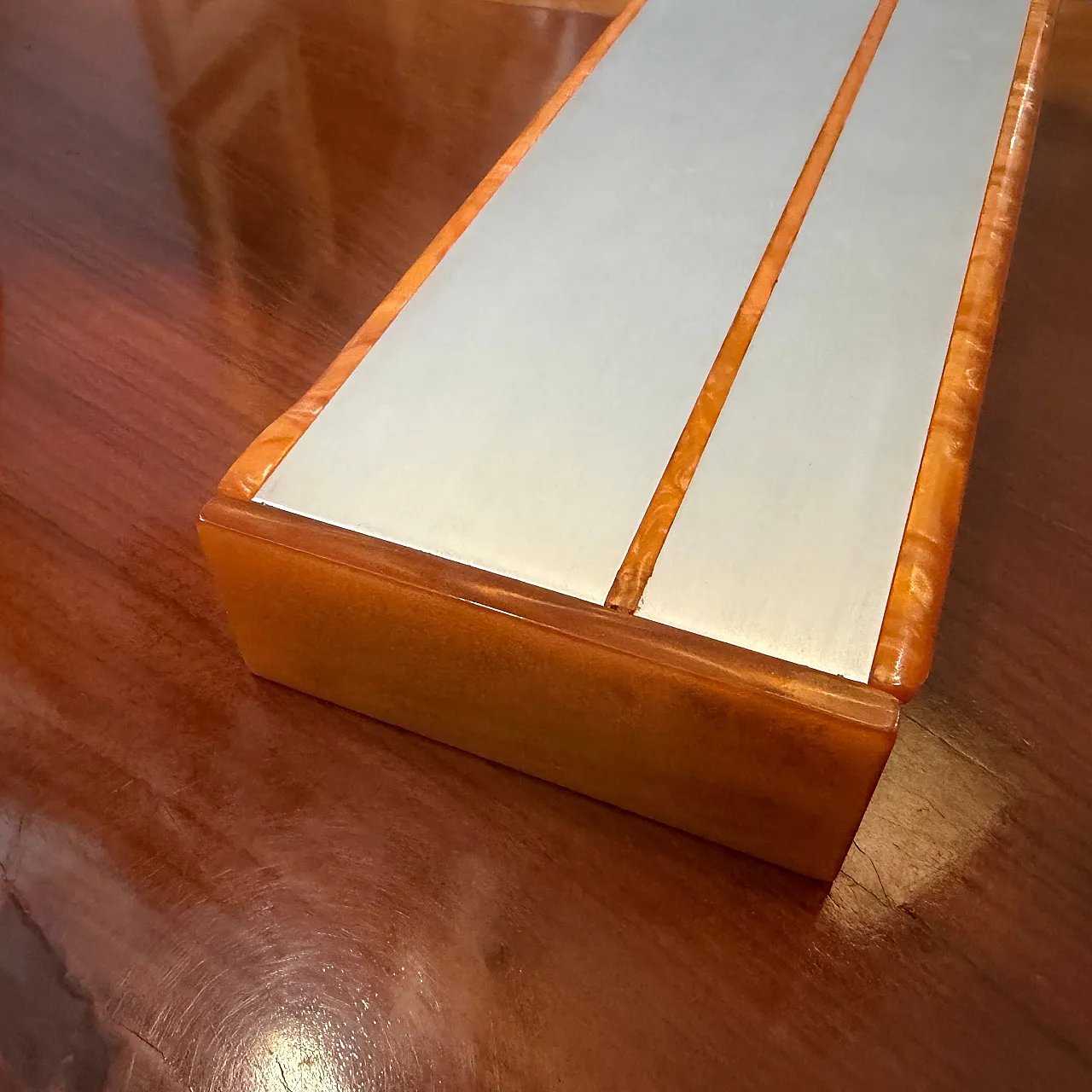 Aluminum, faux tortoiseshell lucite jewelry box, 1970s 2