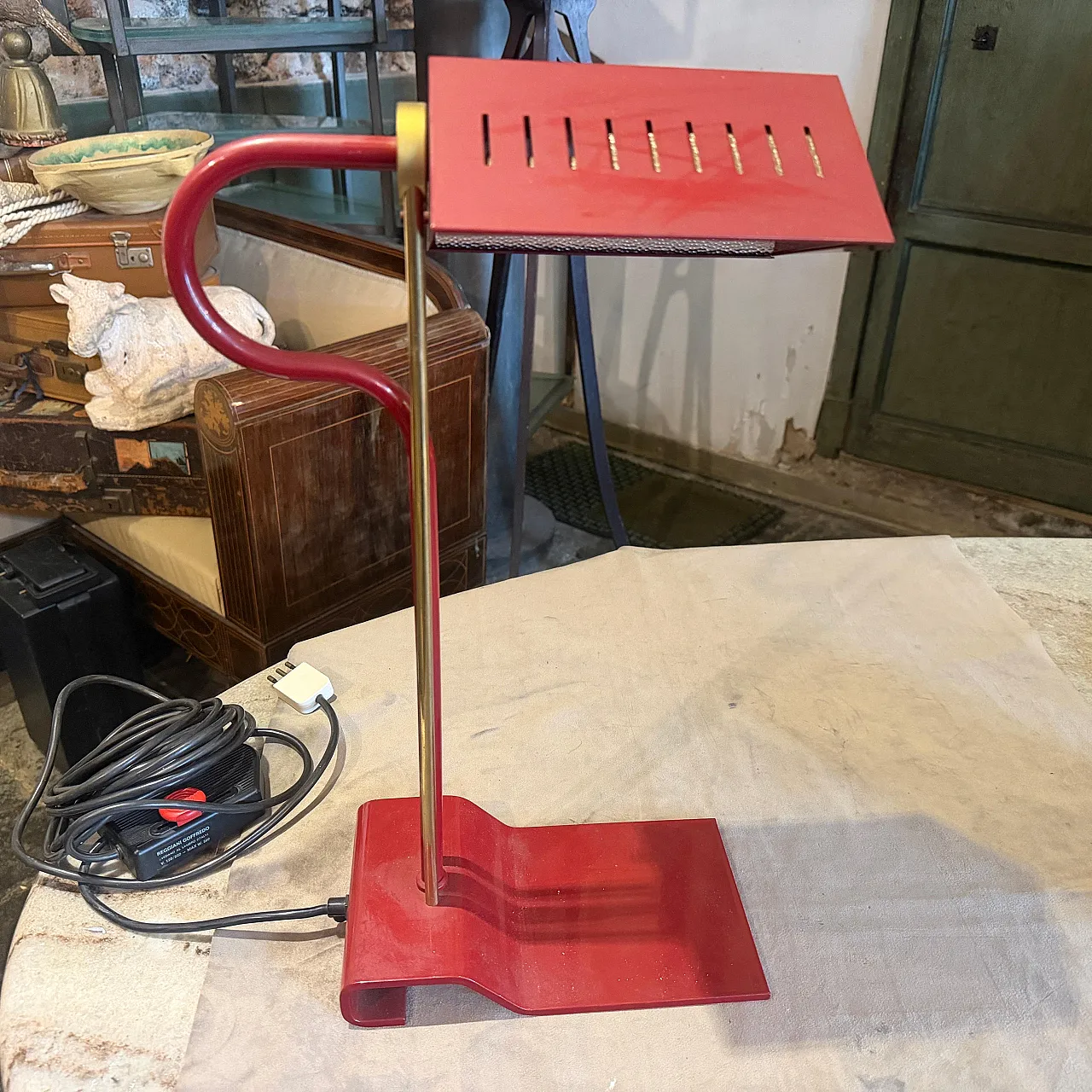 Brass and metal desk lamp by Goffredo Reggiani, 1980s 5