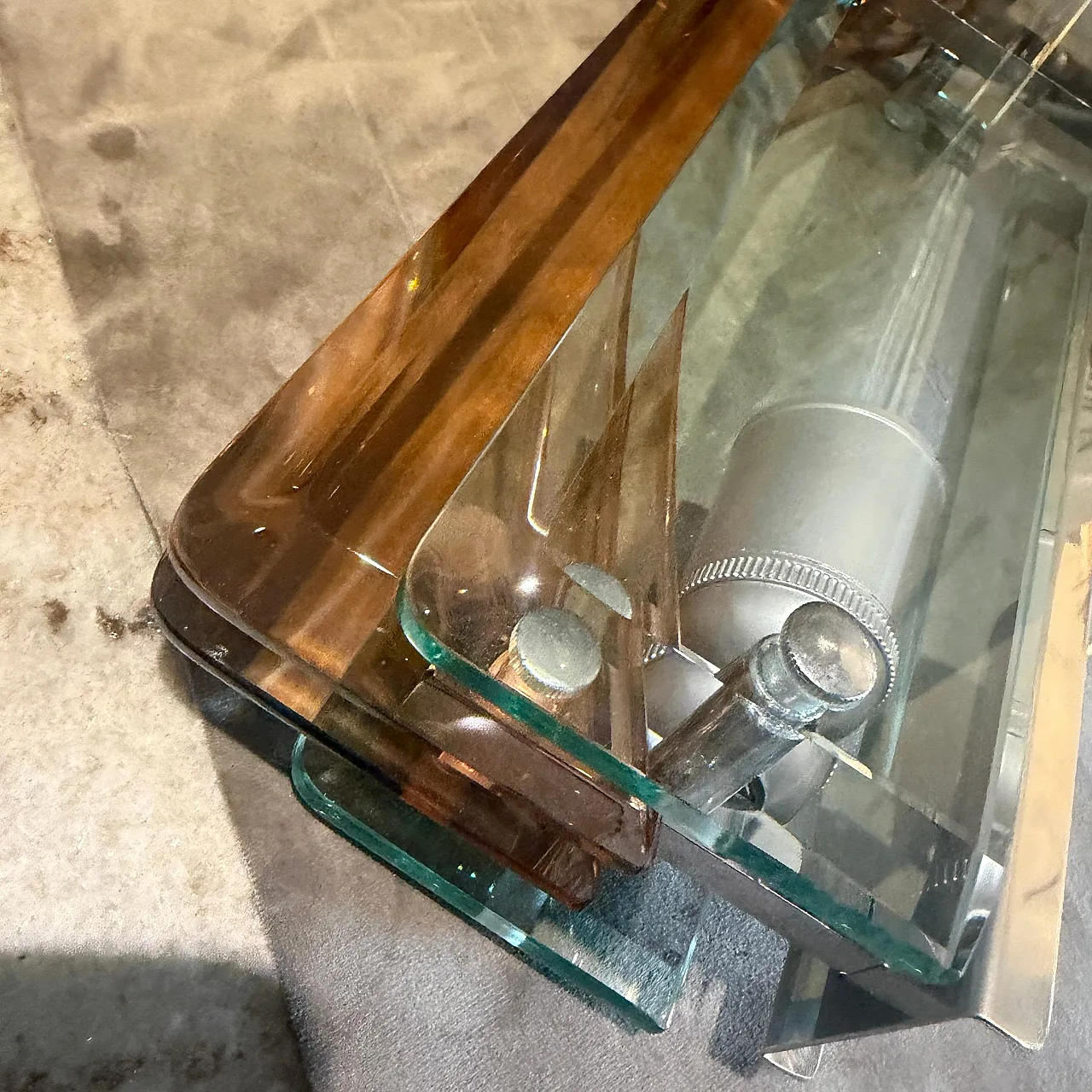 Coppia di applique in vetro spesso e cromo Lupi Cristal Luxor, anni 60 11