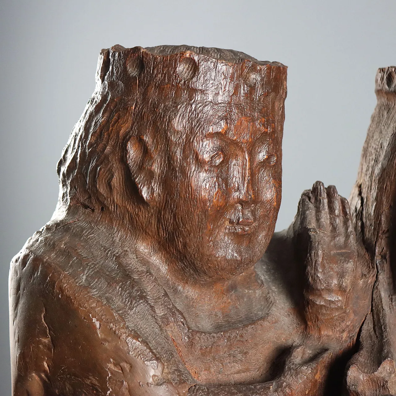 Madonna with Child, Neo-Gothic wooden sculpture, 19th century 4
