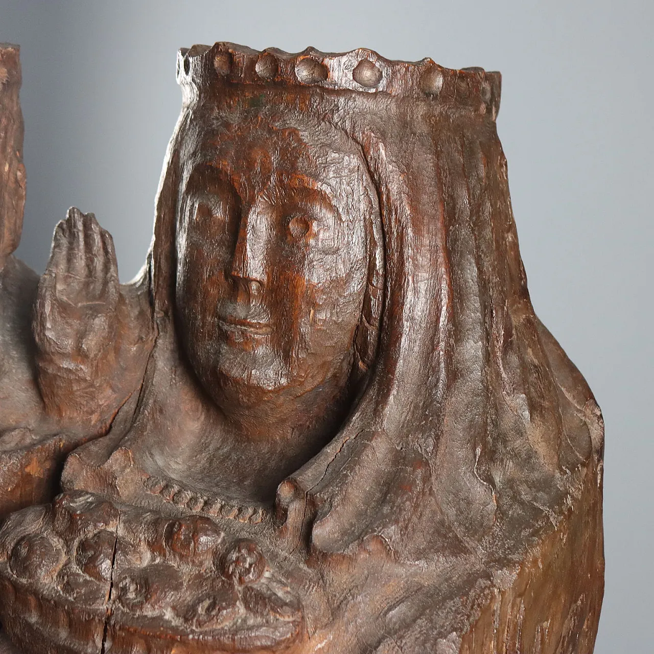Madonna with Child, Neo-Gothic wooden sculpture, 19th century 5