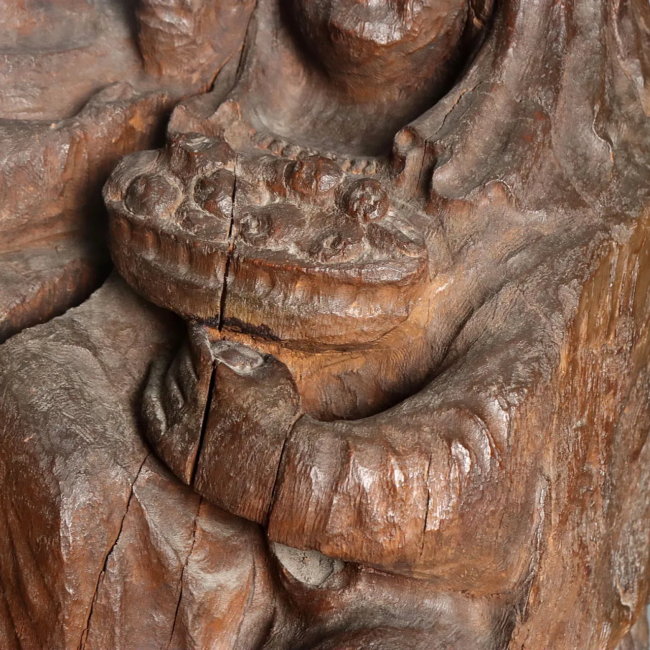 Madonna with Child, Neo-Gothic wooden sculpture, 19th century 6