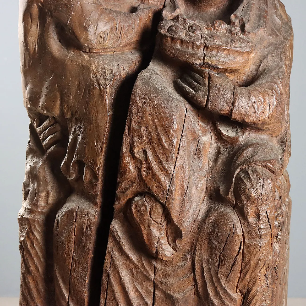 Madonna with Child, Neo-Gothic wooden sculpture, 19th century 7
