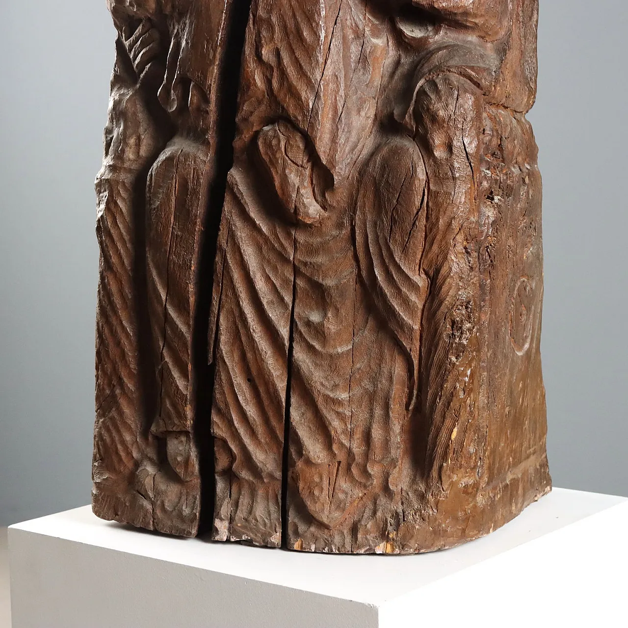 Madonna with Child, Neo-Gothic wooden sculpture, 19th century 8