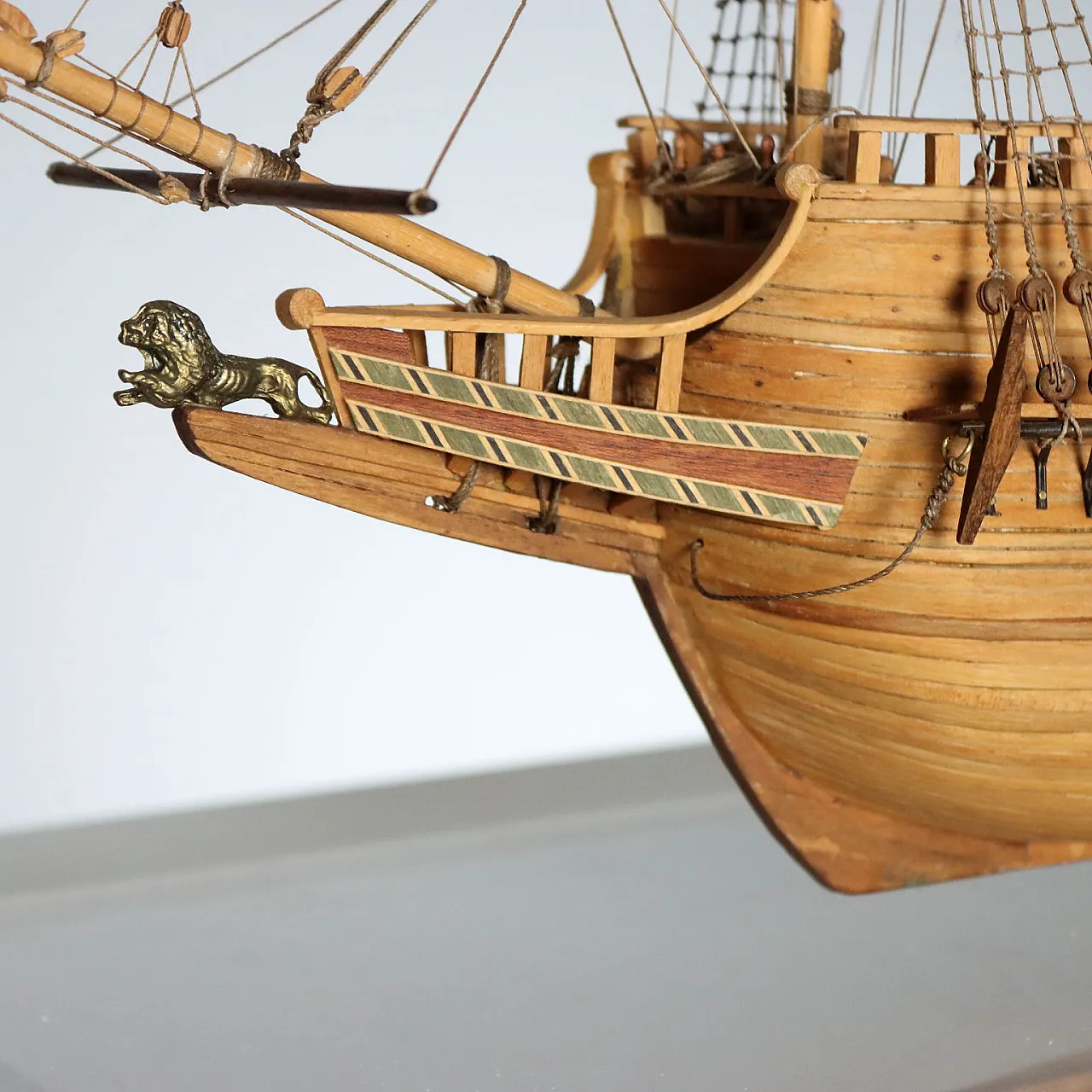 Wooden Vessel in plexiglass case, 20th century 4