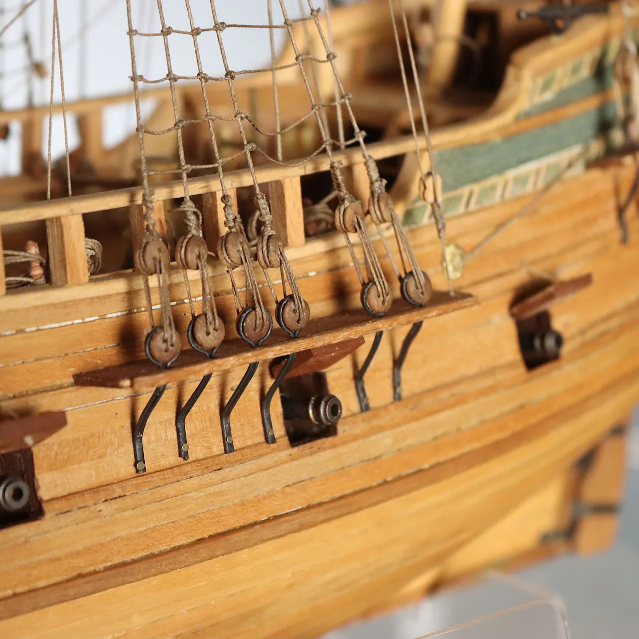 Wooden Vessel in plexiglass case, 20th century 7