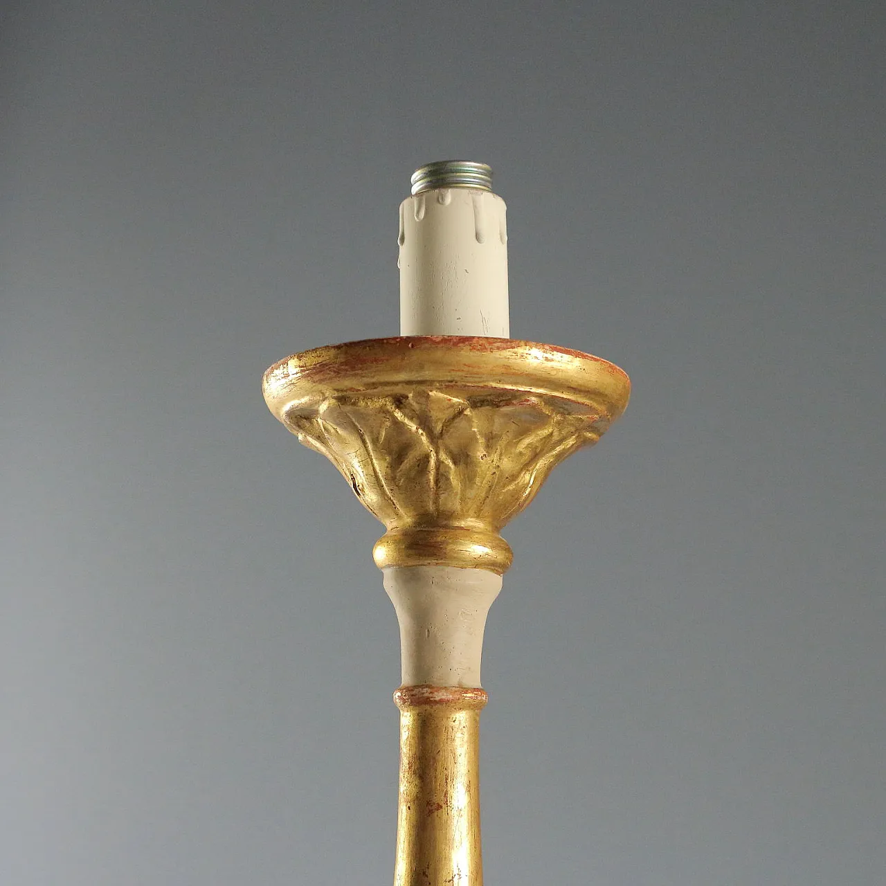 Carved and gilded wooden candelabra, late 19th century 3