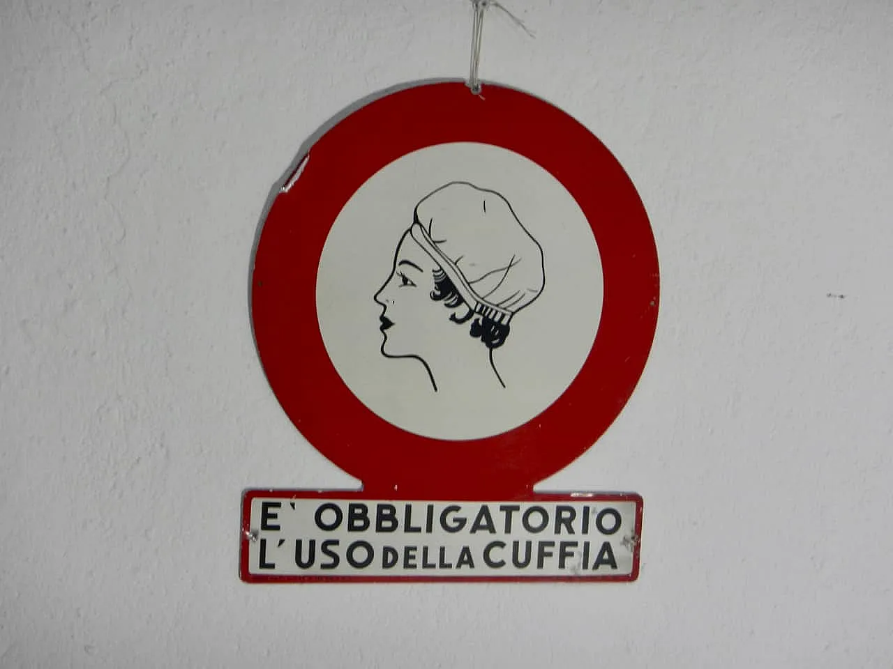Insegna Obbligo uso della cuffia 1950 11