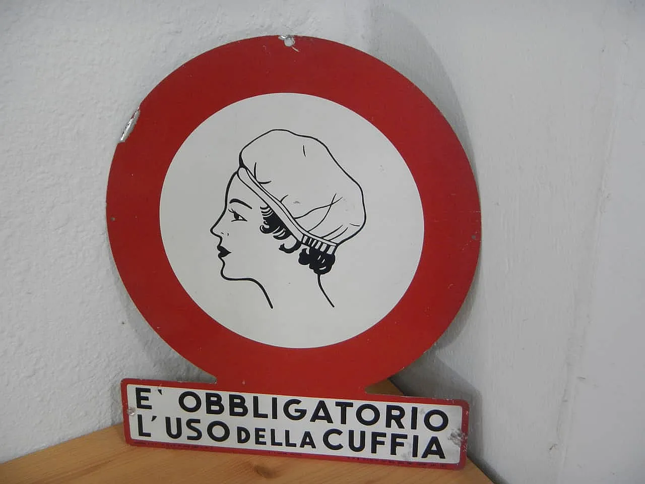 Insegna Obbligo uso della cuffia 1950 12