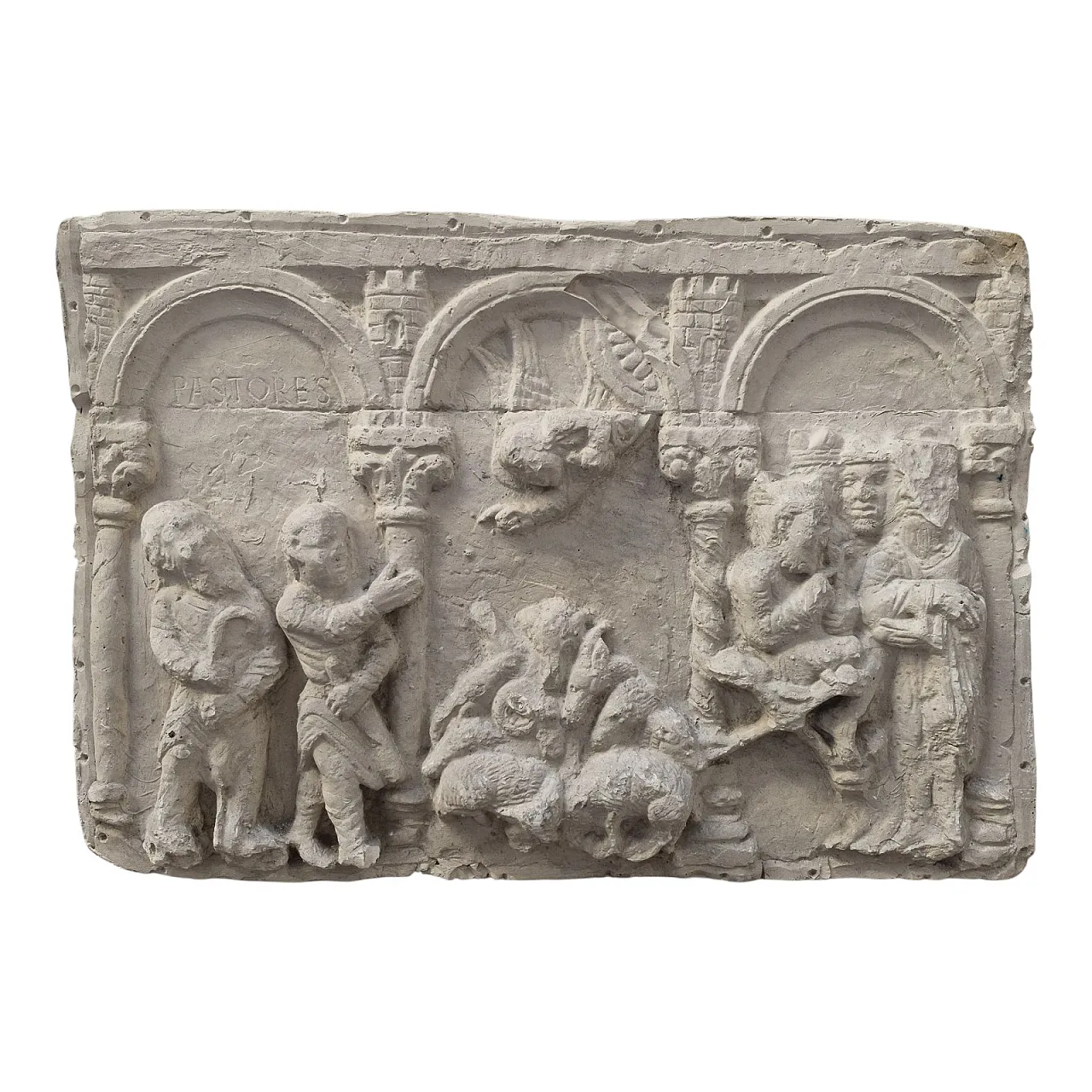 Adoration of the shepherds and the Magi reinforced plaster relief 1