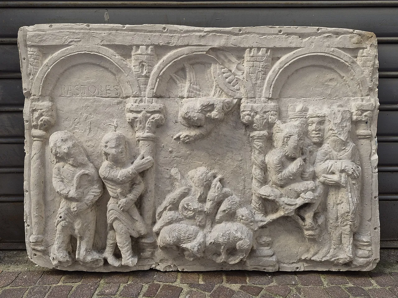 Adoration of the shepherds and the Magi reinforced plaster relief 2