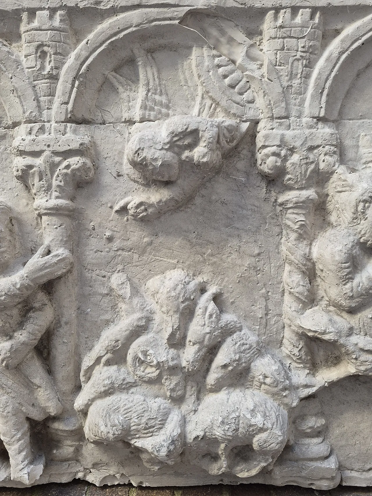 Adoration of the shepherds and the Magi reinforced plaster relief 4
