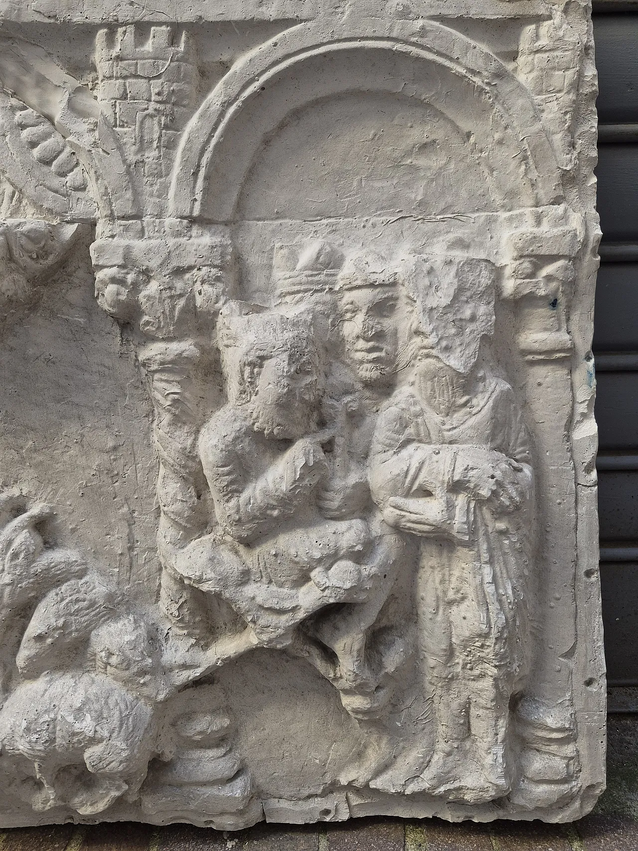 Adoration of the shepherds and the Magi reinforced plaster relief 5