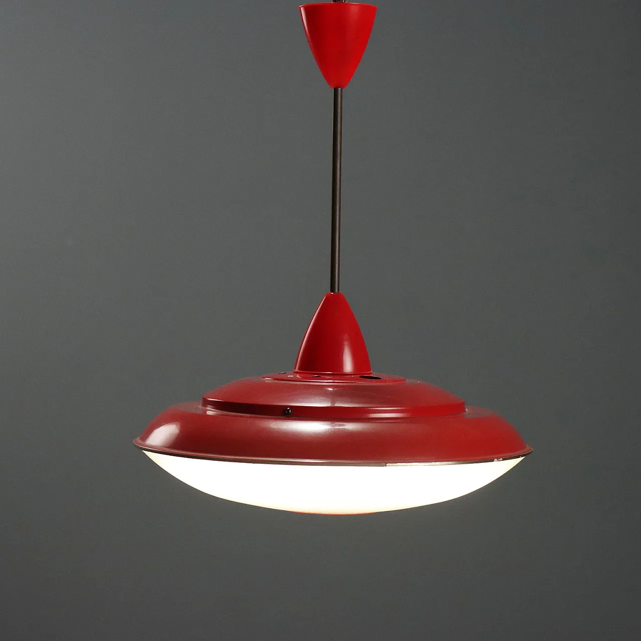 Lampadario in alluminio rosso, 1960s 3