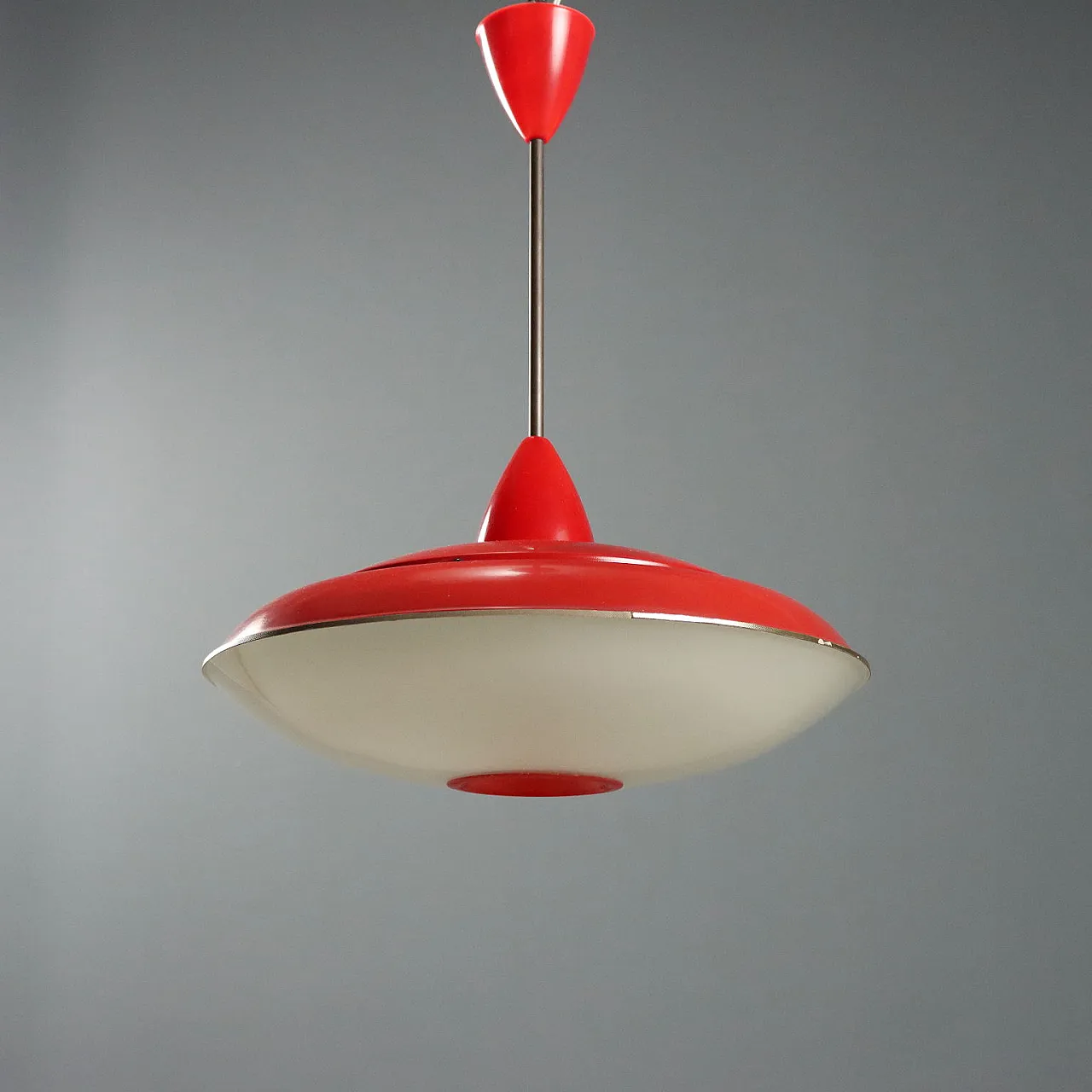Lampadario in alluminio rosso, 1960s 4