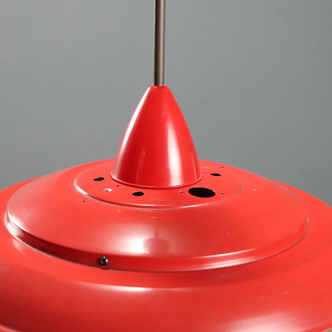 Lampadario in alluminio rosso, 1960s 7