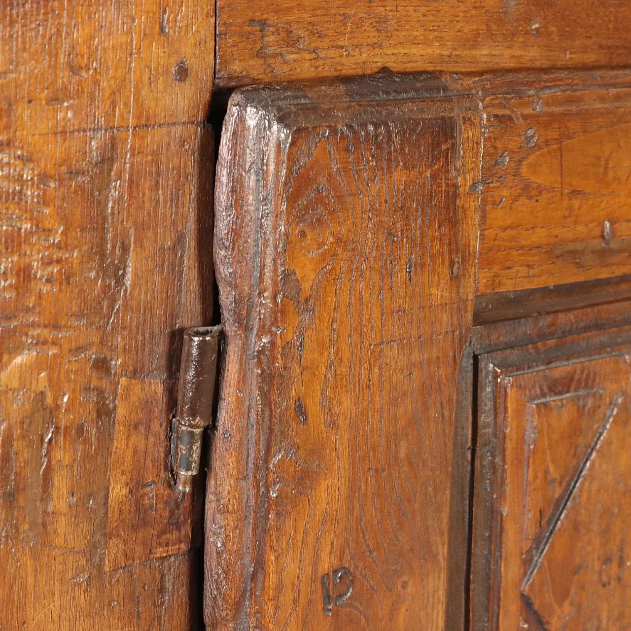 Chestnut sideboard with bipartite paneled doors, 18th century 5