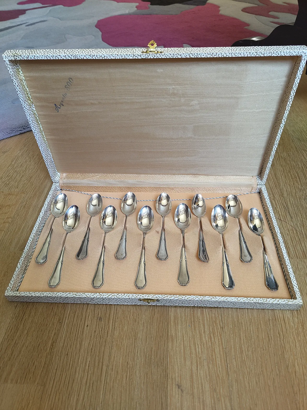 12 cucchiaini in argento massiccio 800, anni '60 2