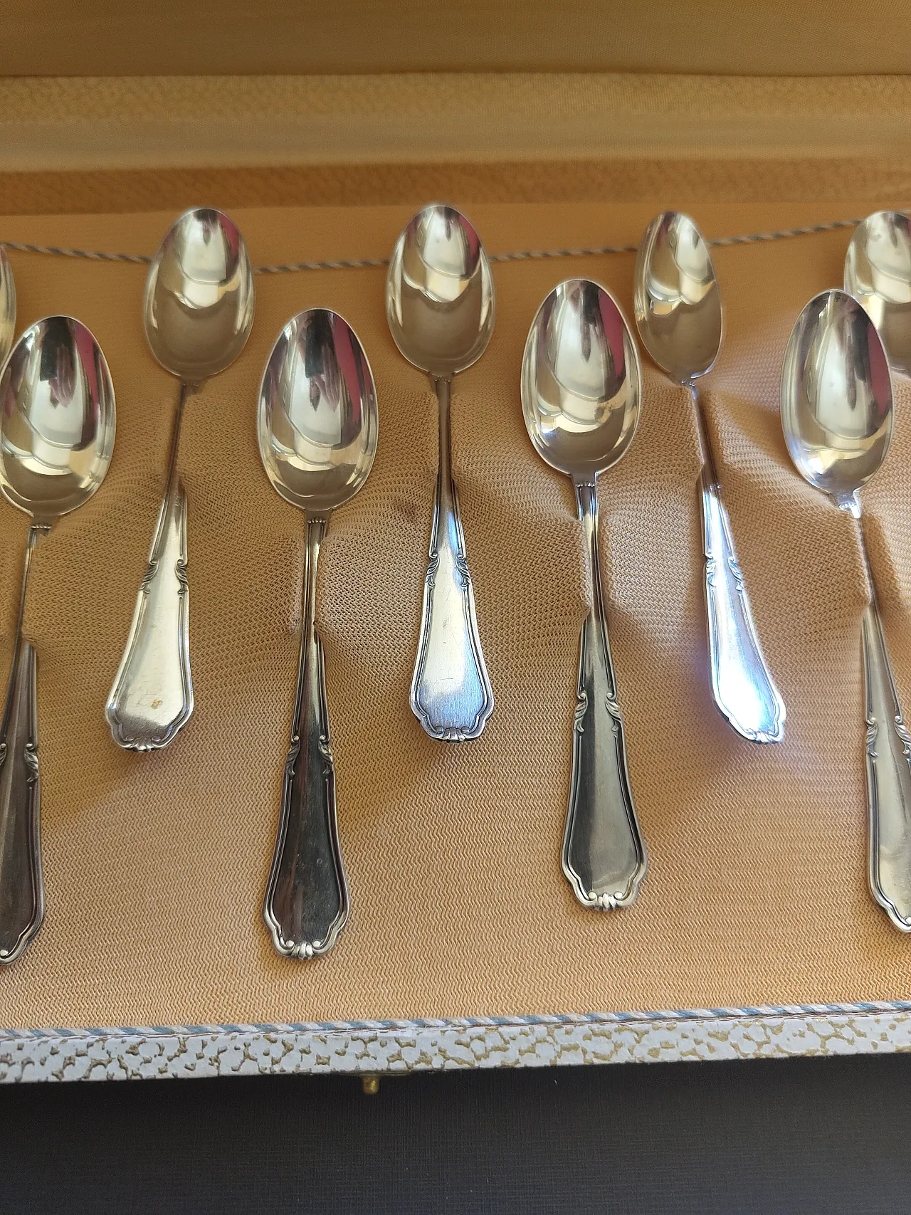 12 cucchiaini in argento massiccio 800, anni '60 3