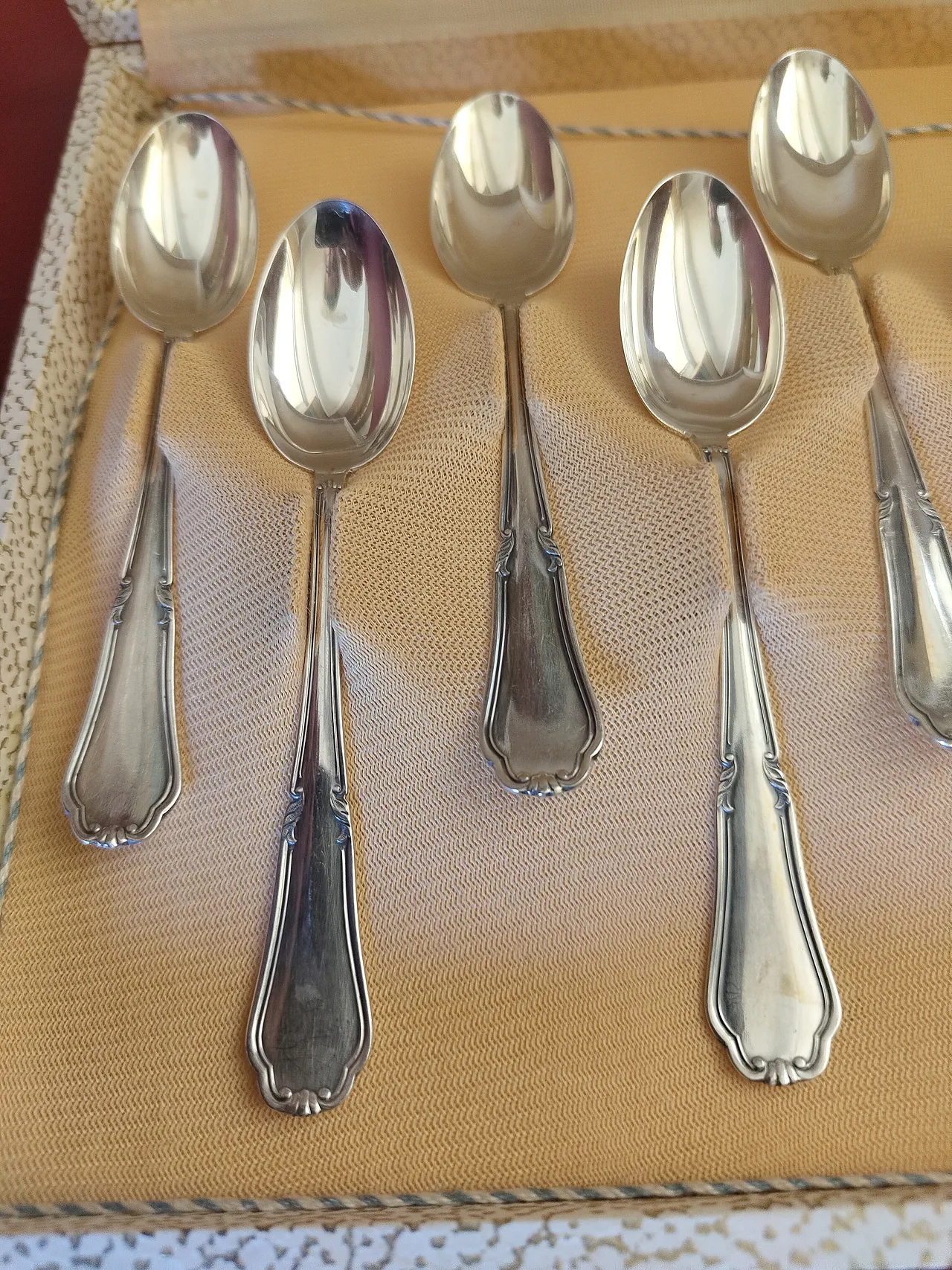 12 cucchiaini in argento massiccio 800, anni '60 4