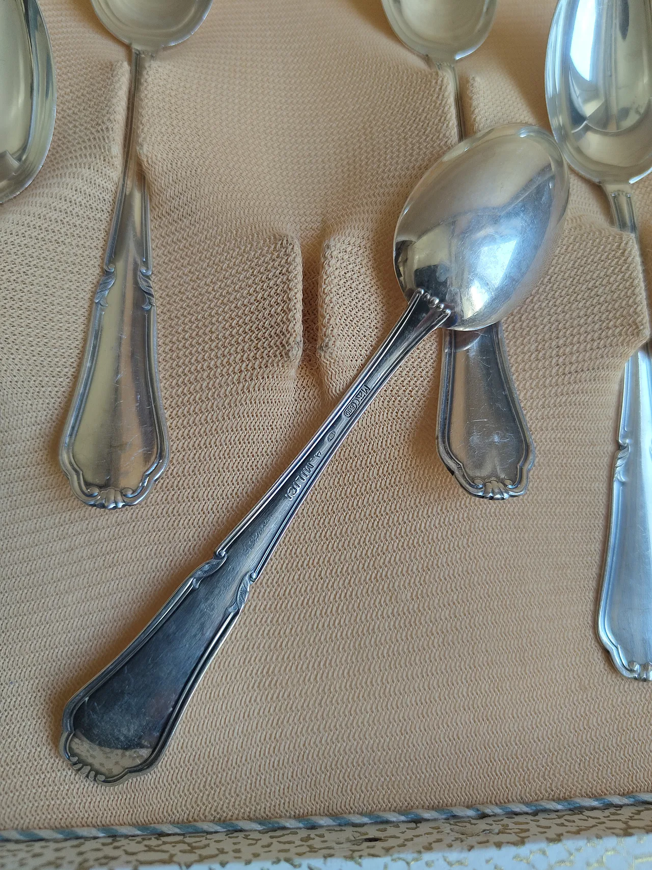 12 cucchiaini in argento massiccio 800, anni '60 5