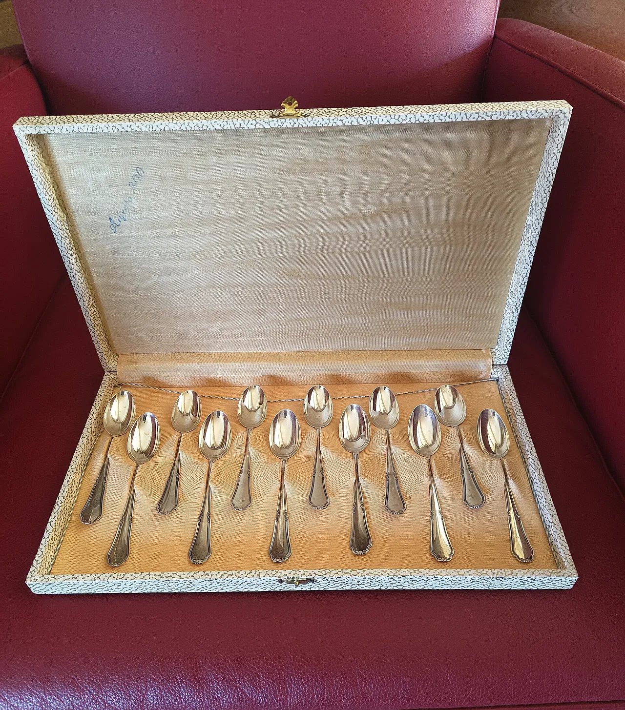 12 cucchiaini in argento massiccio 800, anni '60 8