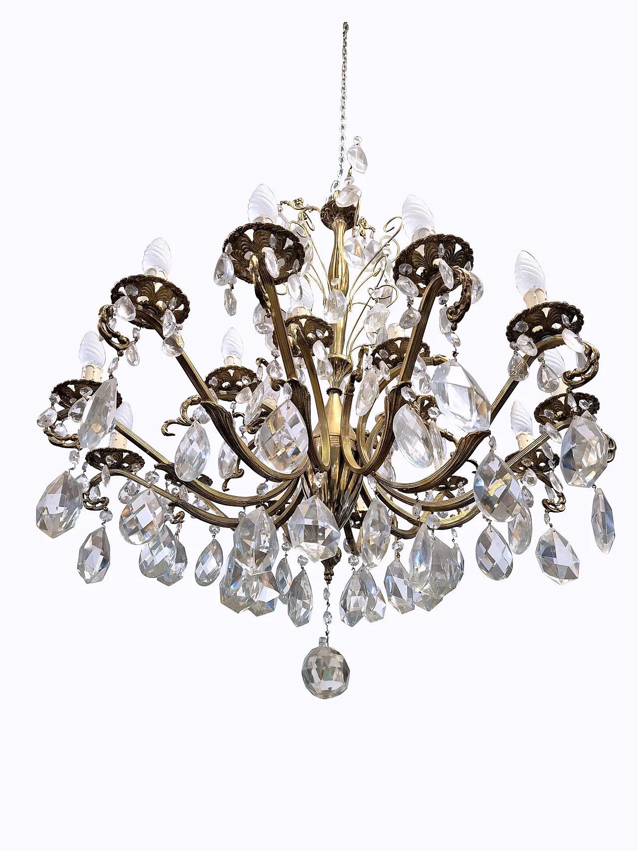 King Umberto di Savoia chandelier with 18 lights in bronze, 19th c. 1