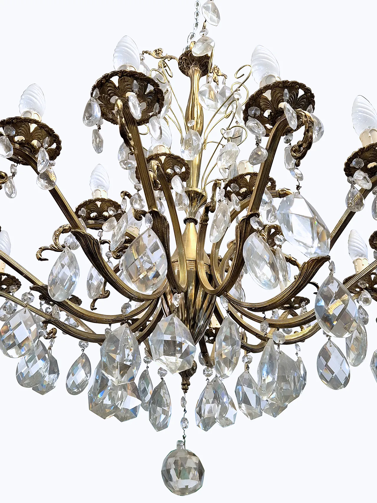 King Umberto di Savoia chandelier with 18 lights in bronze, 19th c. 2