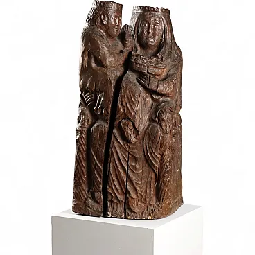 Madonna with Child, Neo-Gothic wooden sculpture, 19th century