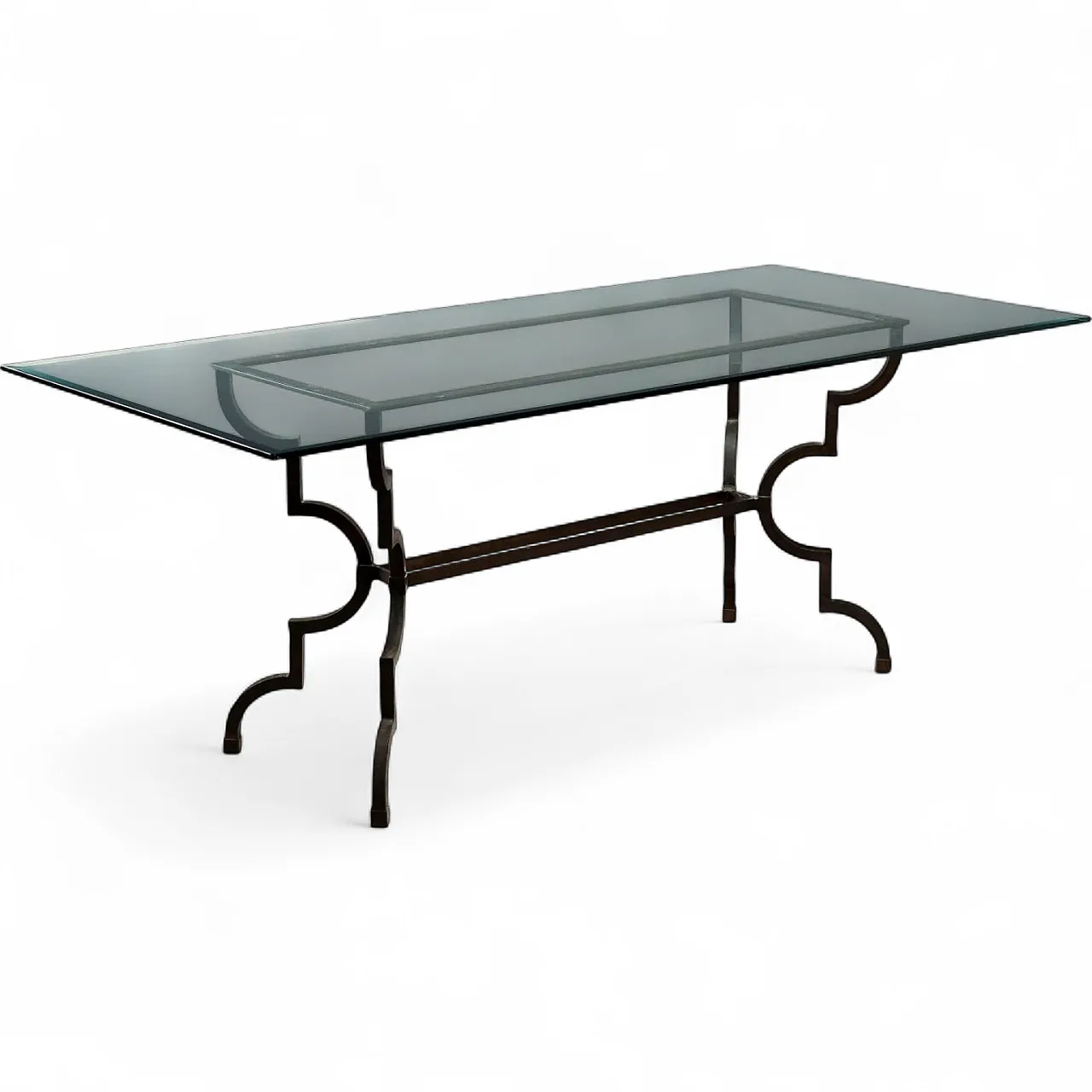 Table in iron with glass top, 10th century 11