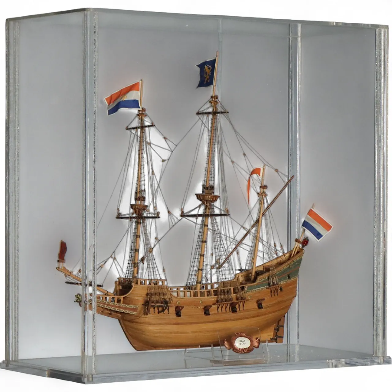 Wooden Vessel in plexiglass case, 20th century 11