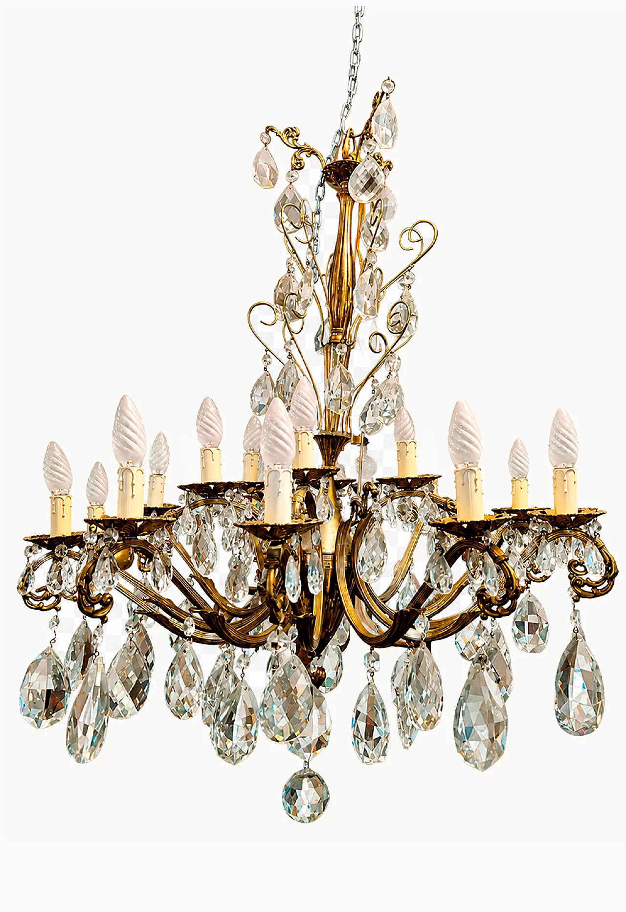 King Umberto di Savoia chandelier with 18 lights in bronze, 19th c. 16