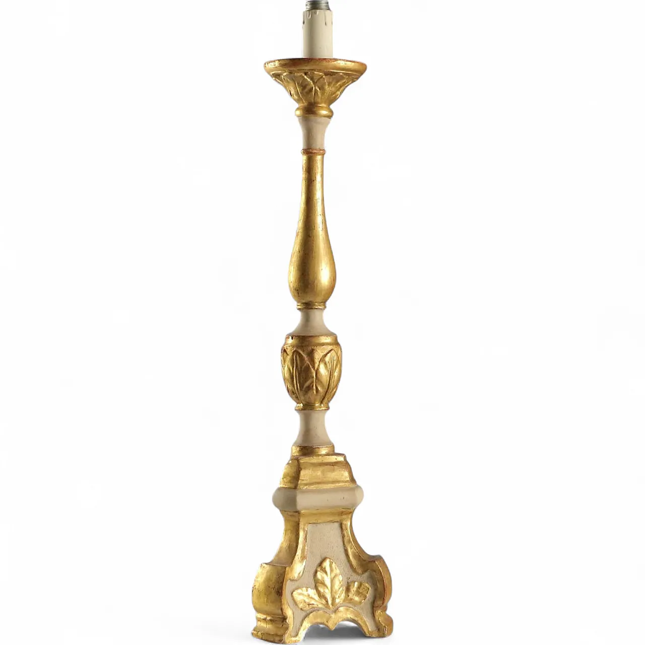 Carved and gilded wooden candelabra, late 19th century 7