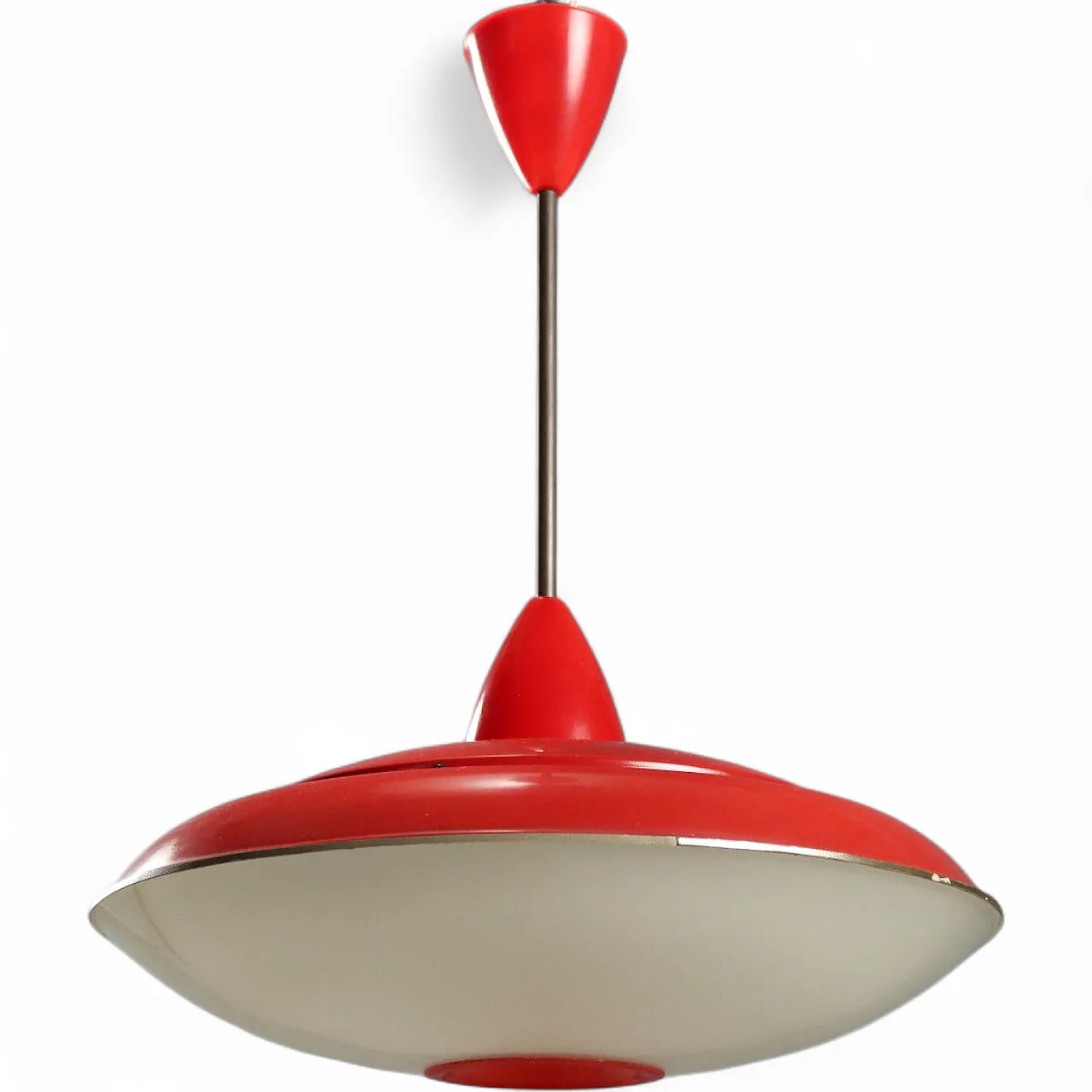 Lampadario in alluminio rosso, 1960s 9