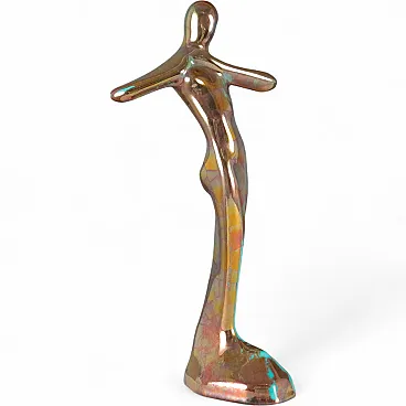 Figurine in luster majolica by Gatti Faenza, 20th century