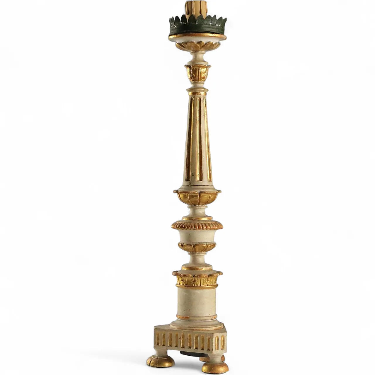 Carved and gilded wooden candelabra, 19th century 10