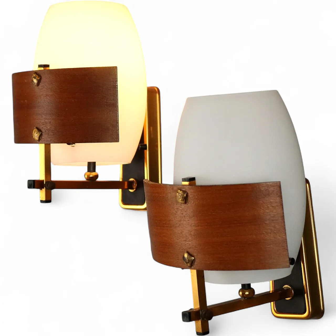 Applique in legno e ottone, anni '60 6