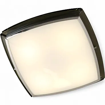 Glass and aluminum ceiling light, 1970s