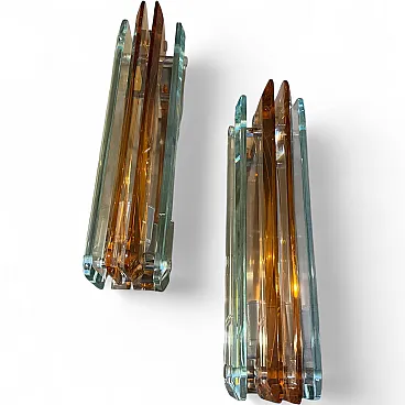 Pair of glass and chrome wall sconces by Lupi Cristal Luxor, 1960s