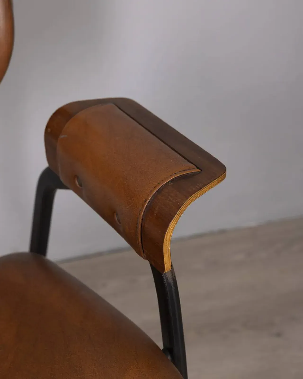 Sedia in pelle di Gastone Rinaldi per Rima, anni '50 3