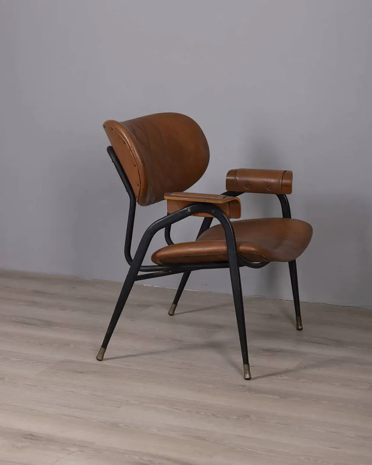 Sedia in pelle di Gastone Rinaldi per Rima, anni '50 7